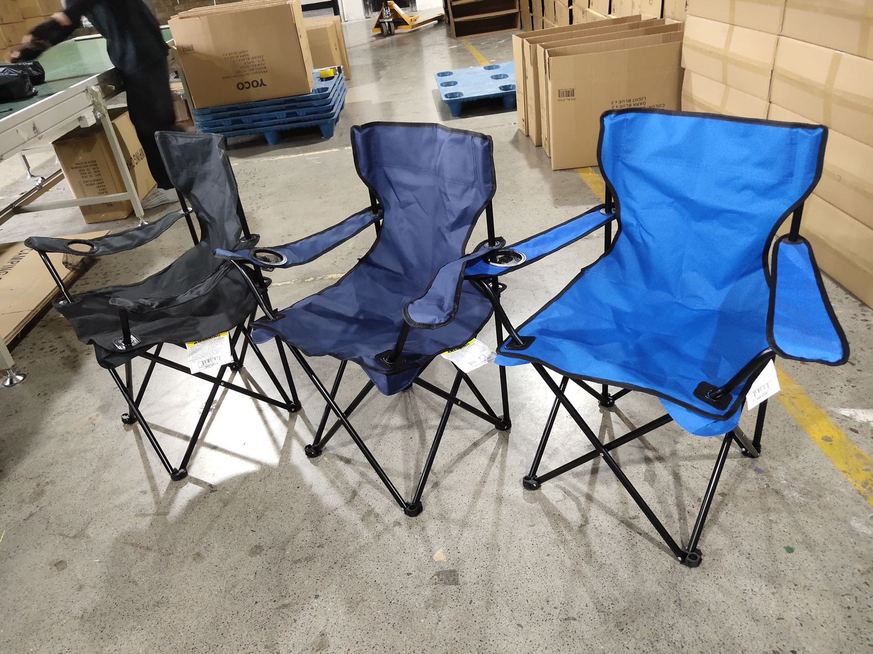YOKO Durable Steel Frame with Built in Mesh Cup Holder Folding Chairs.