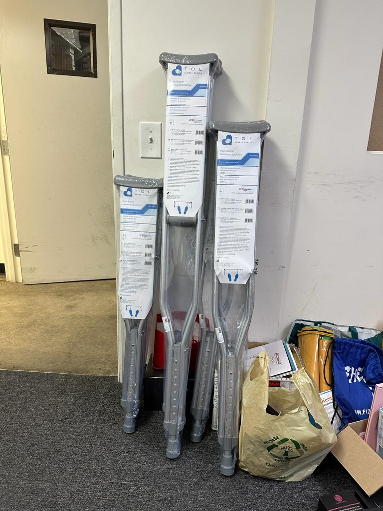 Sammys Warehouse Children & Adults Push-Button Aluminum Crutches.  5000Pairs. EXW Los Angeles $9.95/pair.