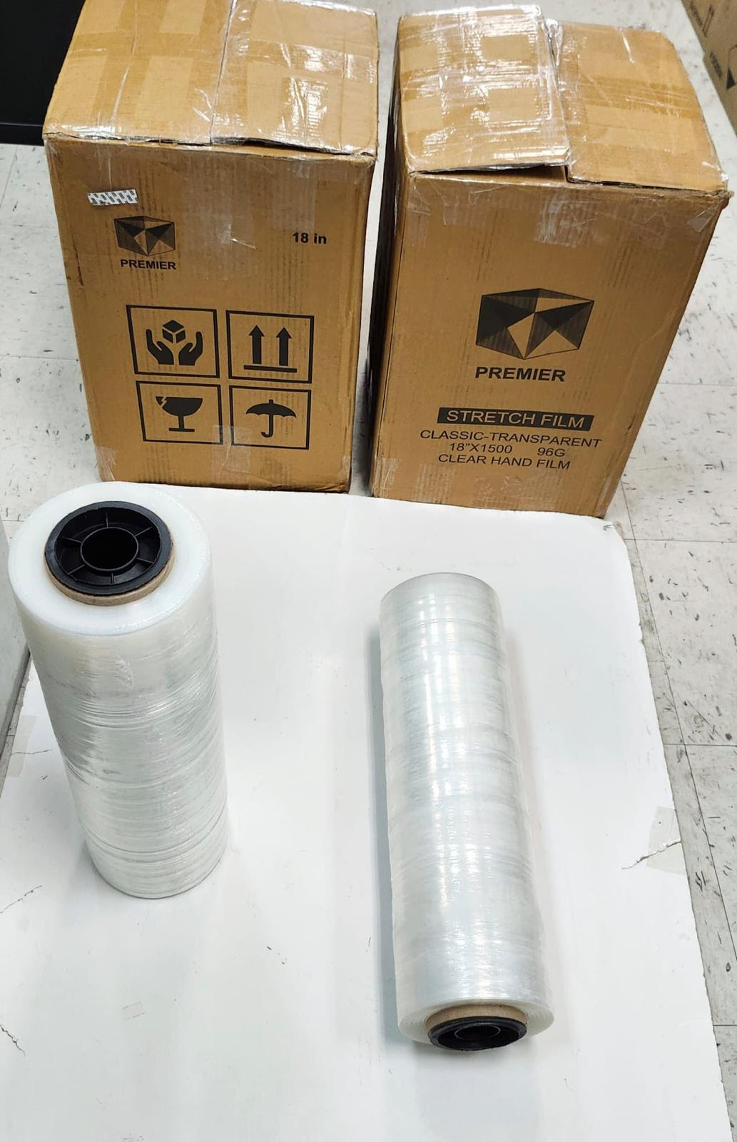 REMIER 4PK 18x1500x96 Gauge  Industrial Clear Stretch Wrap Film. 5000 Cases. EXW Dallas ONLY $30.00/case.