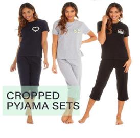 Ladies cropped pants and T-shirt top pajamas sets
