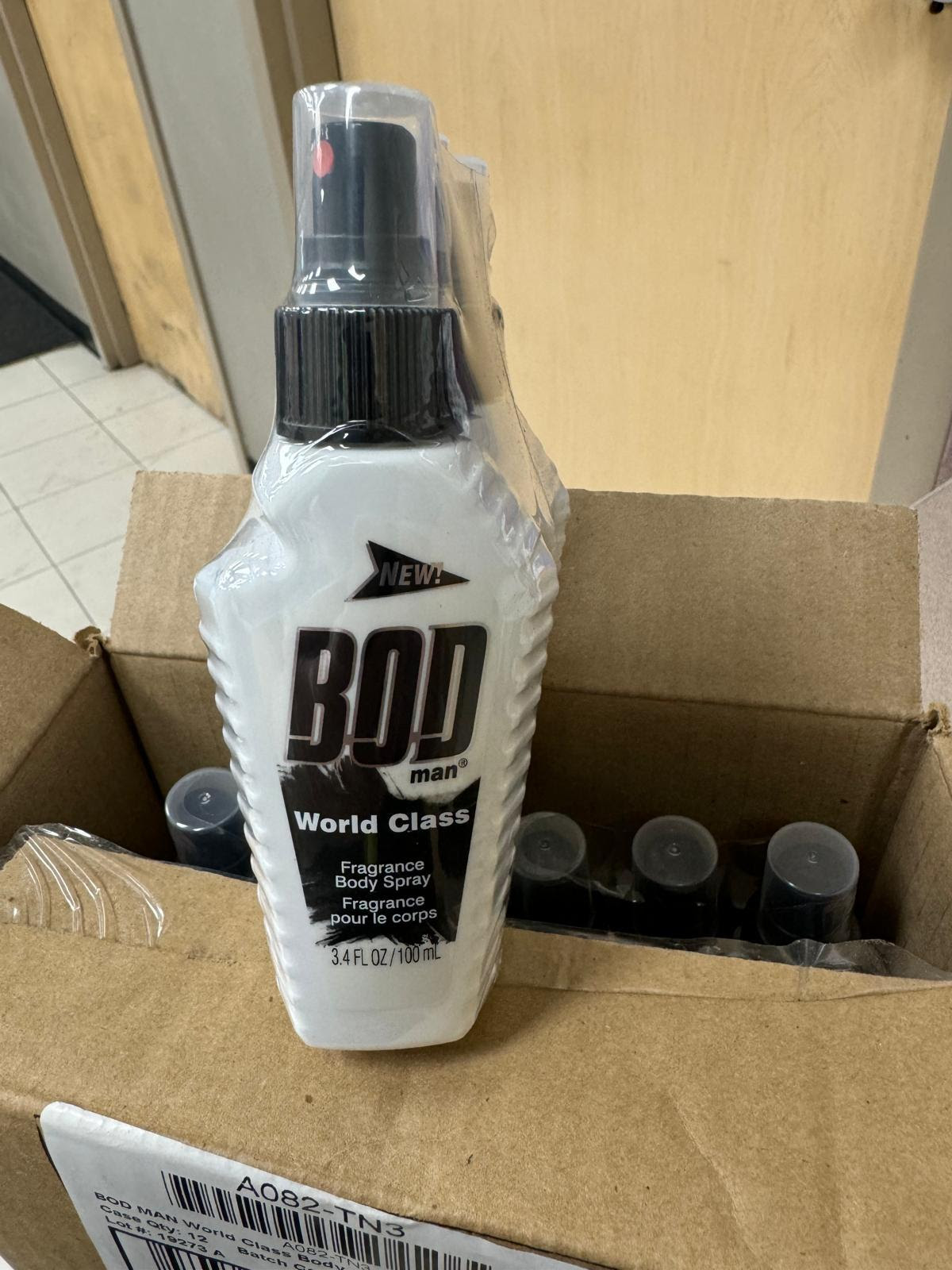 Bod Man 3.4 fl oz Fragrance Body Spray.  6000 Bottles. EXW Dallas $4.85 Bottle. Made in USA.