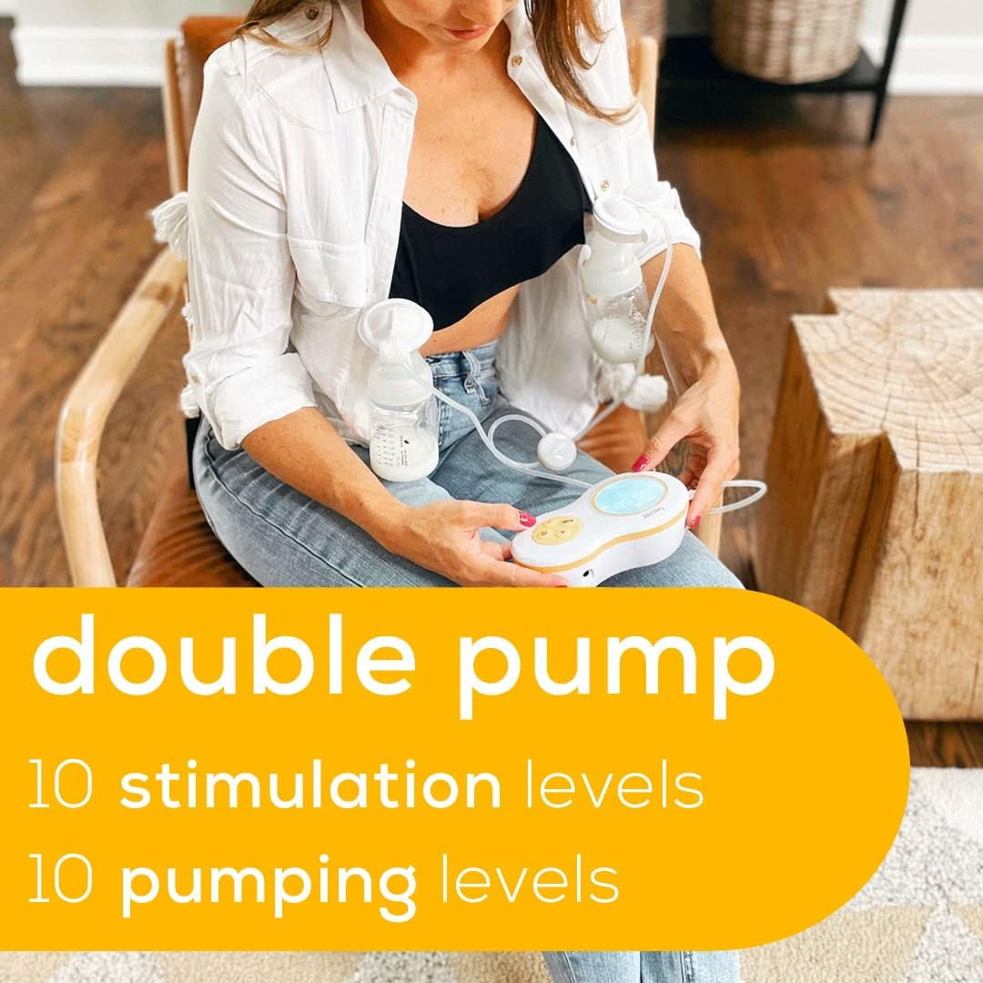 Beurer BY70 Dual Wearable Breast Pump, Electric Breast Pump with 10 Pumping and 10 Stimulation Levels, Portable Breast Pump Hands Free with Vacuum Tech for Faster Pumping, Avent & NUK Compatible