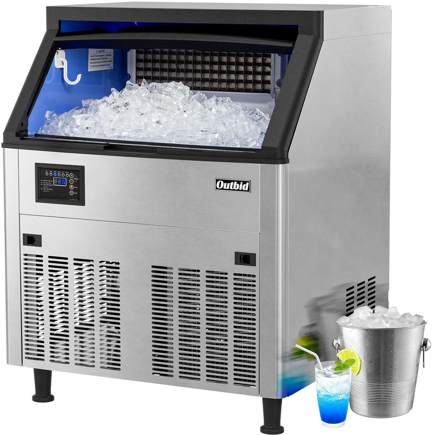 Outbid Air Cooled Food-Grade Stainless Steel Commercial Ice Maker Machine. 