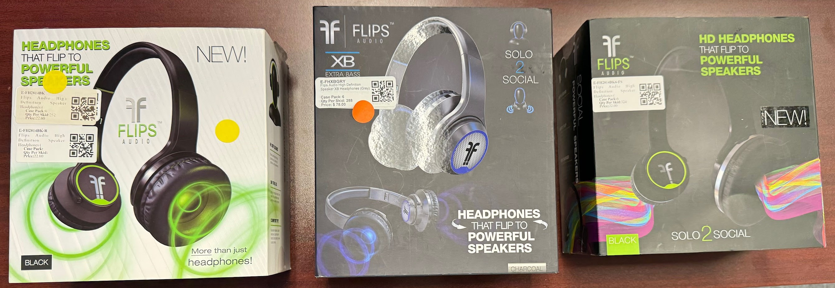 FLIPS Collapsible HD Headphones and Stereo Speakers.  7560 units. 