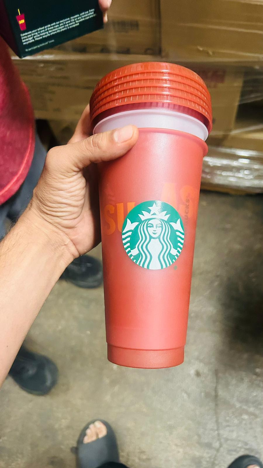 Starbucks 24 oz Reusable 5PK Plastic Cups with lid and Straw. 8640 Boxes. EXW Dallas $4.95/Box of 5 Cups.