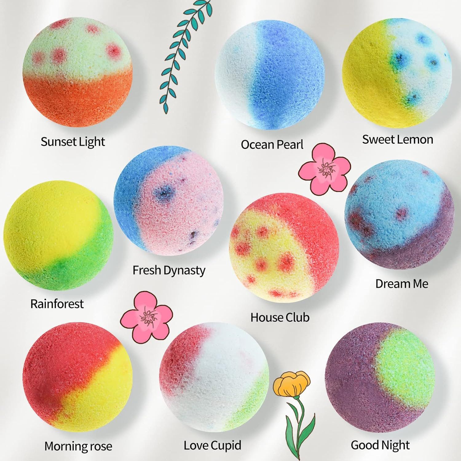 Bath Bombs Gift Set, 10 Organic Bubble Bombs  For Valentine’s Day, Christmas, and Everyday