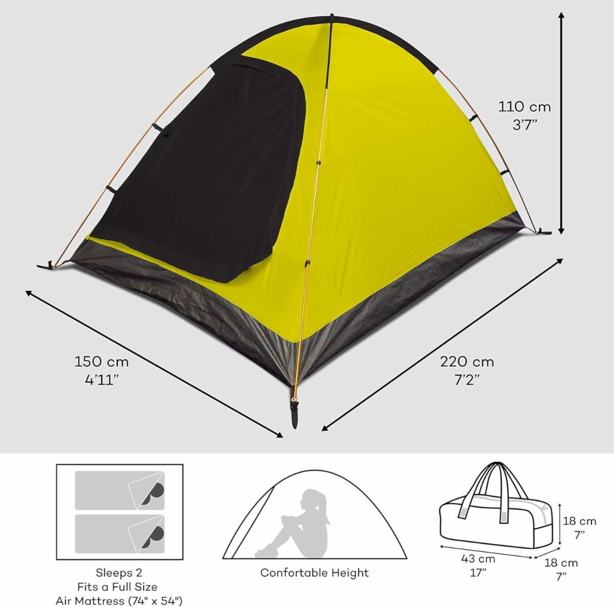 Revalcamp Two Person Tent - Waterproof & Windproof 4 Season Tents for Camping, Backpacking & Hiking - Durable & Easy to Set-up - Good for 1 or 2 Person Camping Tent