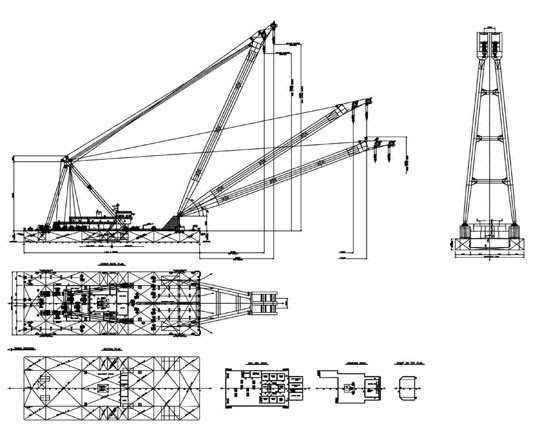 Ref. No. : BNC-FC-1300-14 (TBN),  FLOATING CRANE BARGE (SHEA LEG TYPE, JIB “A” BOOM TYPE)