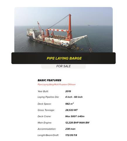 Pipe laying Barge