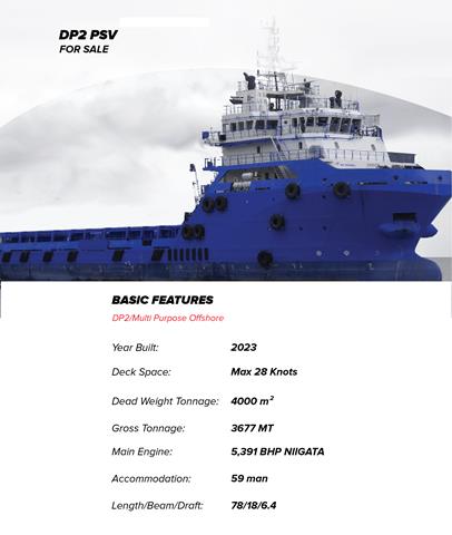 2023 Built Platform Supply Vessel!