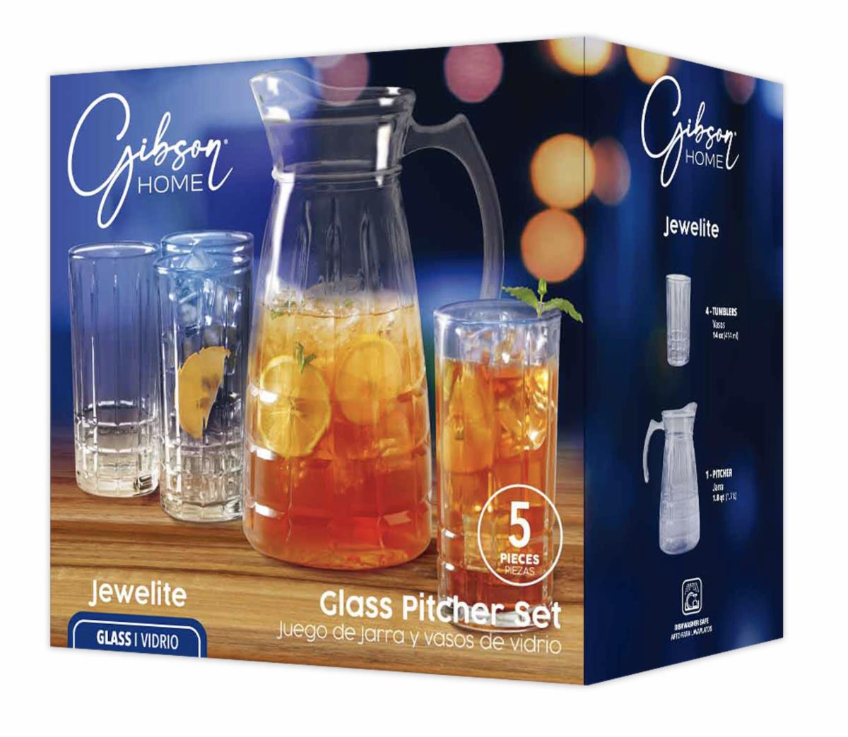 Gibson Home 5 Piece Jewelite Glass Pitcher and Tumbler Set