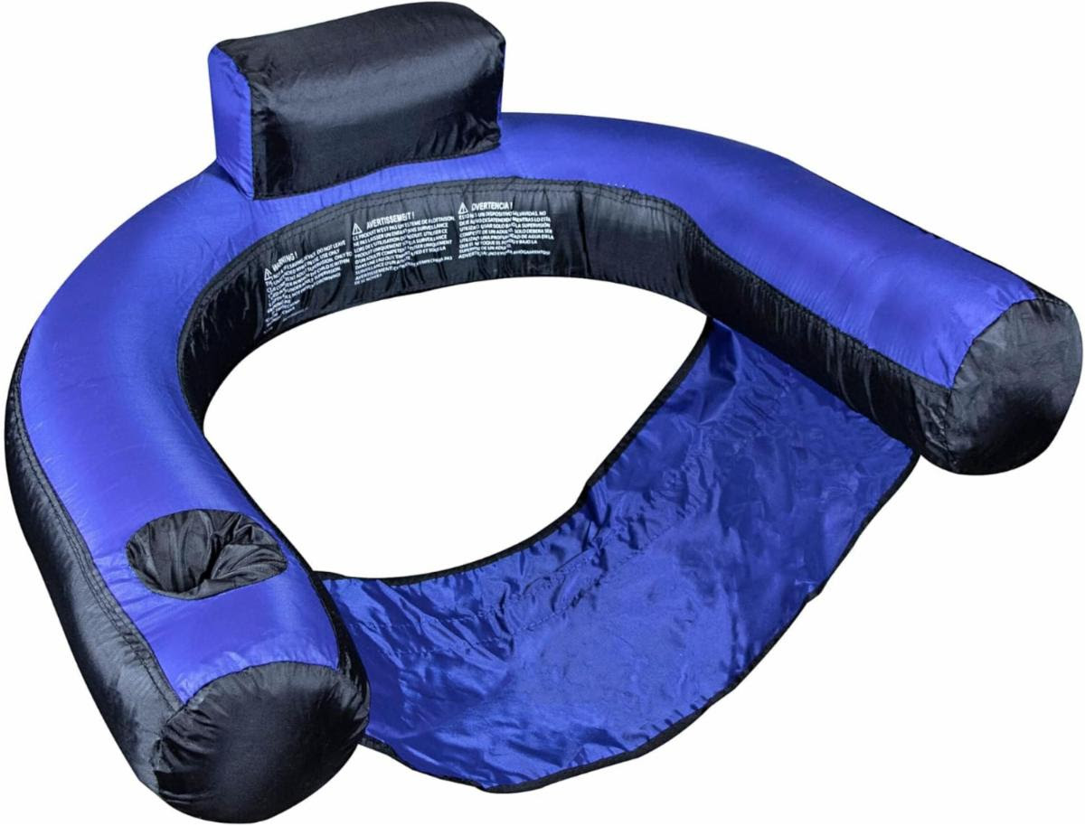 SWIMLINE ORIGINAL Fabric Covered U-Seat Inflatable Pool Lounger | With Comfortable Sling Seat, Back Rest, and Built-In Cup Holder | For Pool, Beach, Lake, and More