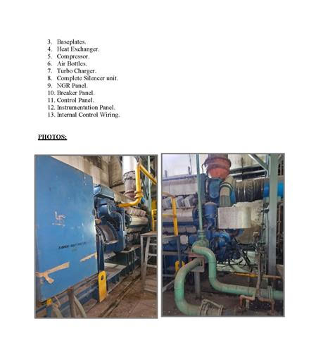 1 No. 2300 kW Wartsila (1996) make, type 12V200 Diesel Engine Generator Set, having a voltage of 11000 V, available for sale with IMMEDIATE Delivery 