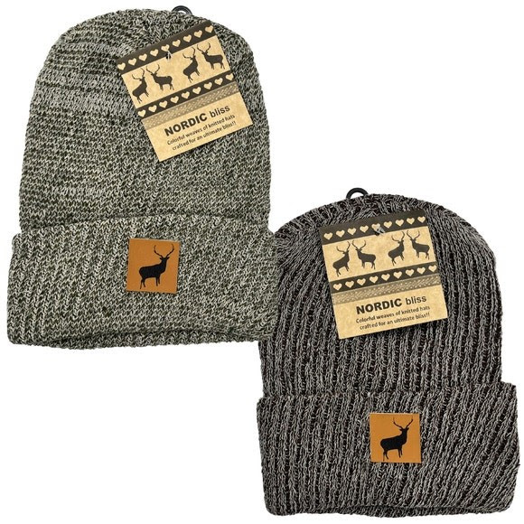 Nordic Bliss Cuffed Knit Beanie Hats. 9215 Units. EXW Los Angeles $1.99 Unit.