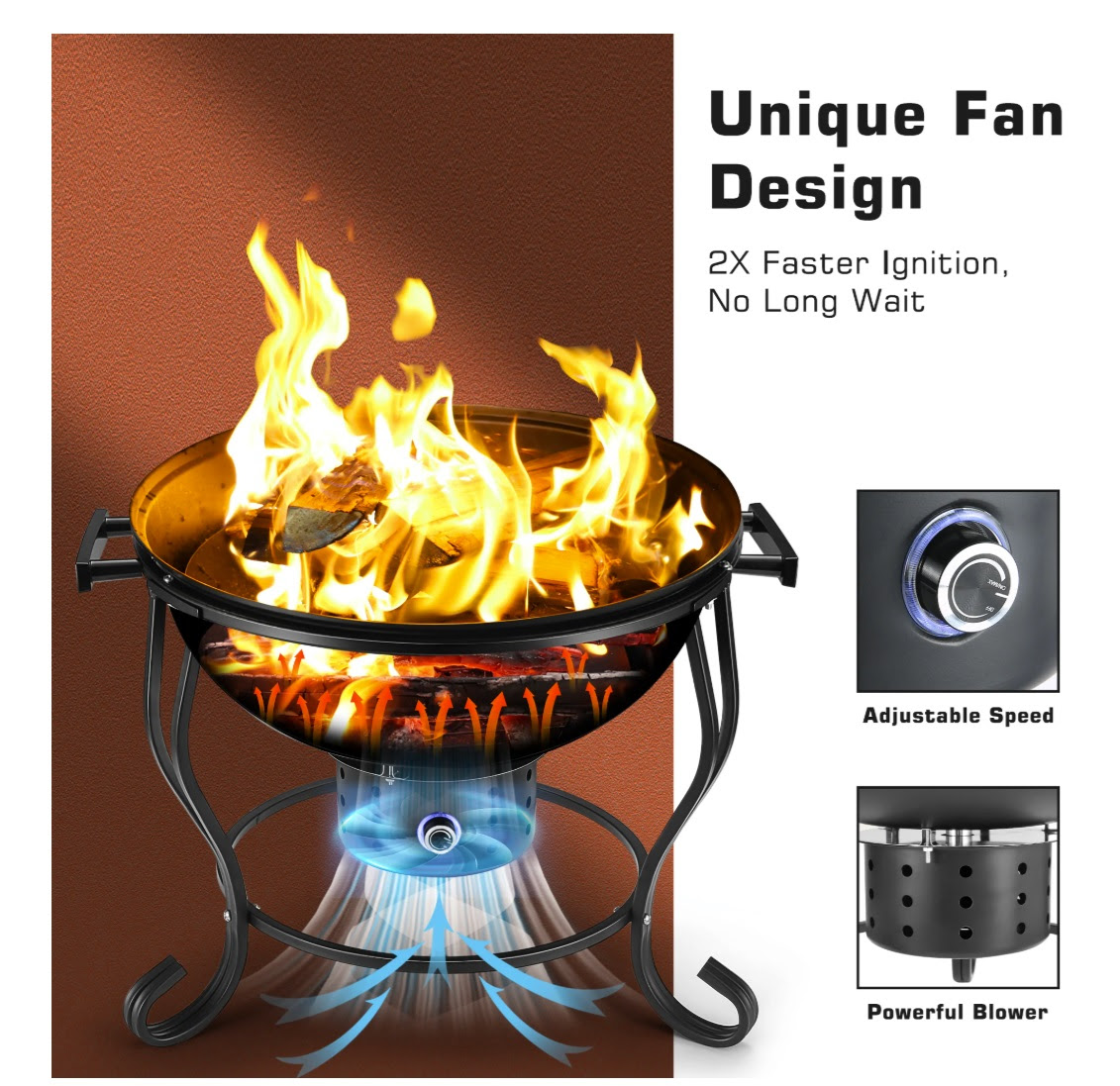 17 inches Portable Charcoal Grill with Adjustable Fan & Fire Pit. 250 Units.  EXW Los Angeles $35.00 Unit. Retail $99.99