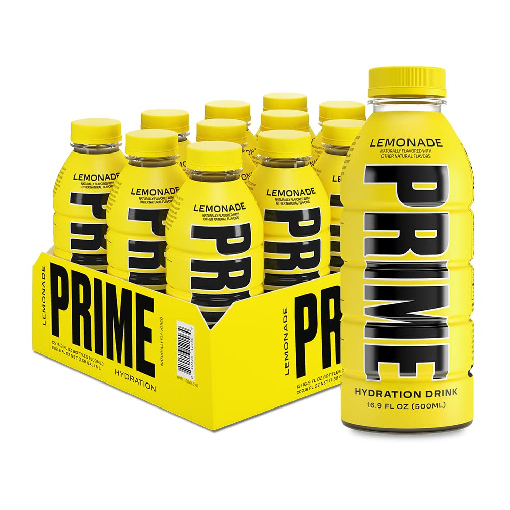 PRIME 16.9 oz 12 PK Hydration Lemonade & Strawberry/Banana Sports Drinks. 