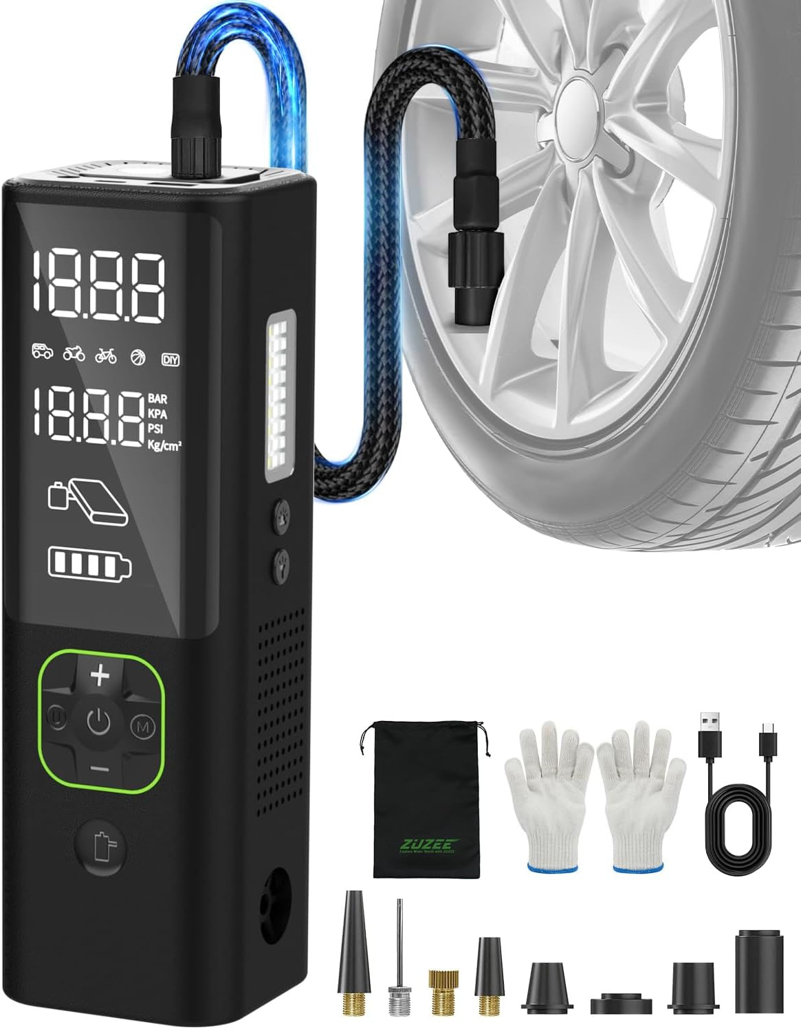 ZUZEE 150PSI Portable Tire Inflator with Power Bank.  WITH FLASH LIGHT !!!  1784 Units. EXW Los Angeles $14.95 Unit. Retail $40.23
