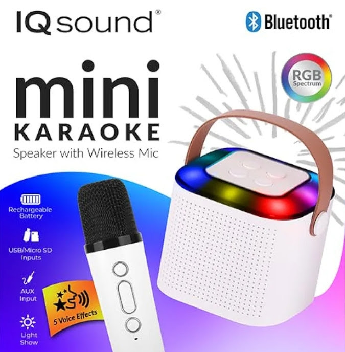 IQ Sound Bluetooth Mini Karaoke Machine with Wireless Mic.  4870 Units. EXW Lenexa, KS $5.95 Unit.