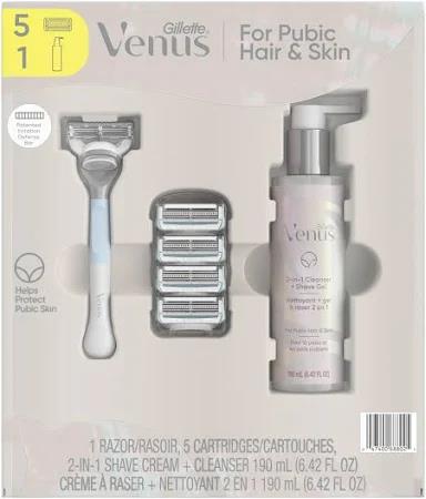 Gillette Venus Shaving Set, Womens Razor-1 Handle, 5 Blade Refills + Cleanser