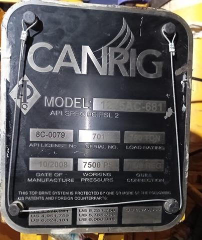 Canrig 1275AC-681 top drive package