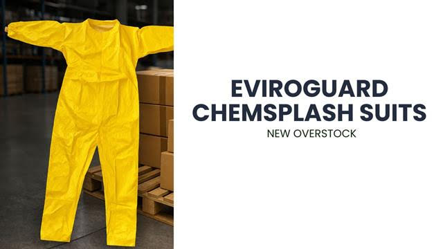 New Overstock Manifested Truckloads of Enviroguard Chemsplash suits model 7012 ys    