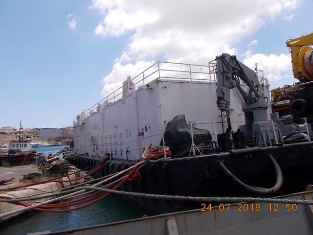 We can propose for sale from the direct owners in Malta the attached Desalination Barge with topside equipment.  Price Ex Port Malta is €euro 850,000 priced to you. Top side equipment is new and unused. 