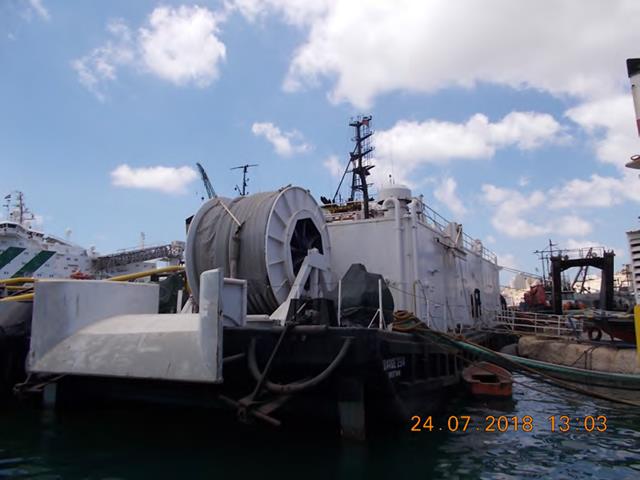 We can propose for sale from the direct owners in Malta the attached Desalination Barge with topside equipment.  Price Ex Port Malta is €euro 850,000 priced to you. Top side equipment is new and unused. 