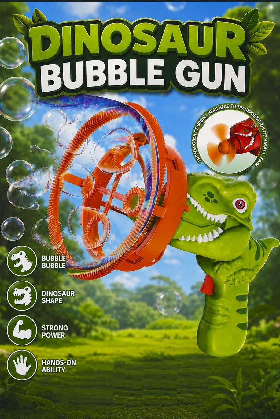 Dinosaur Bubble Gun. 2170 Units. EXW Los Angeles $4.95 Unit.