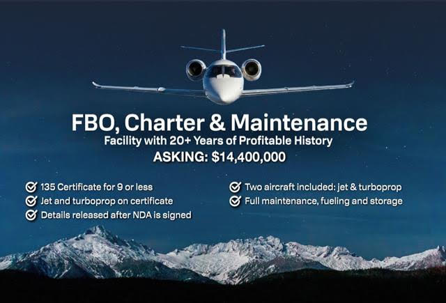 Northwest U.S.-based FBO/Charter/Maintenance Company Now Available