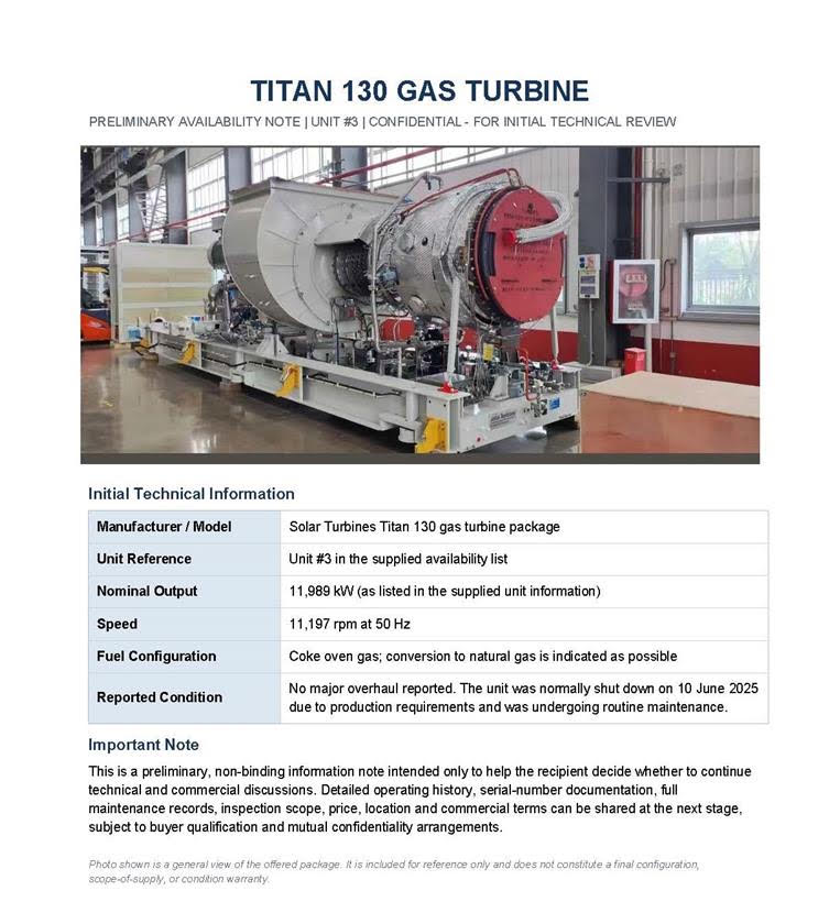  TITAN 130 GAS TURBINE Solar Turbines Titan 130 gas turbine 